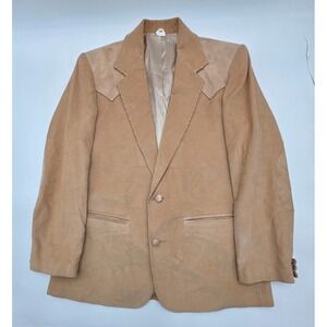 VINTAGE PIONEER WEAR MADE IN USA BEIGE LEATHER DRESS JACKET